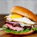 2 Eggs and Roast Beef Sandwich on the Grill
